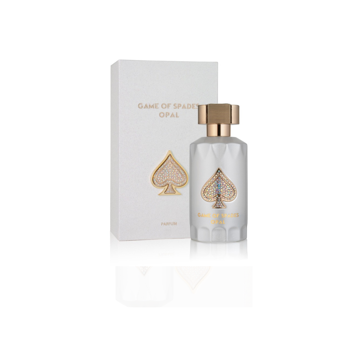 Jo Milano Game of Spades Opal EDP 90ml sobre fondo blanco con reflejo suave