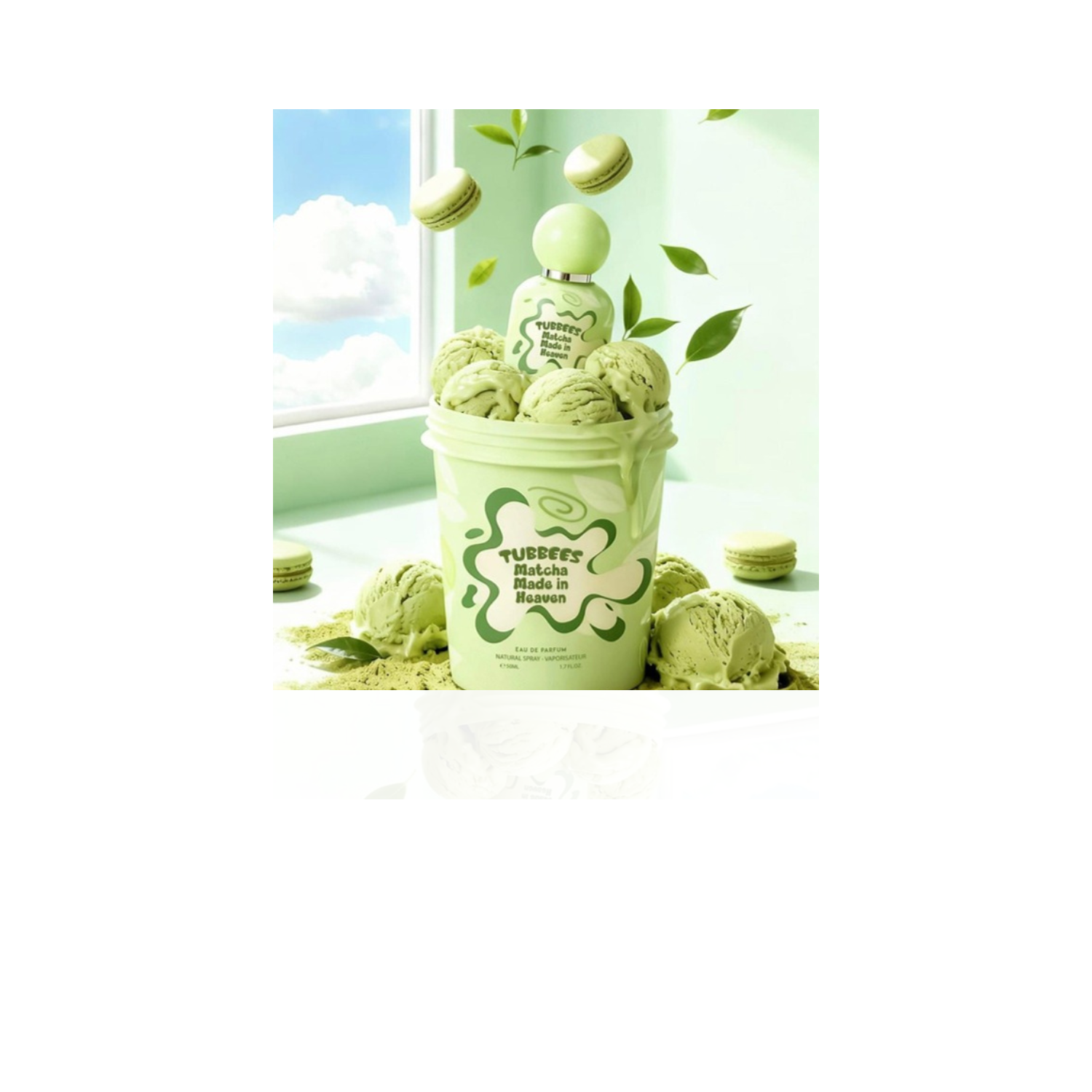 Tubbees Matcha Made In Heaven EDP 50ml sobre fondo blanco con reflejo suave
